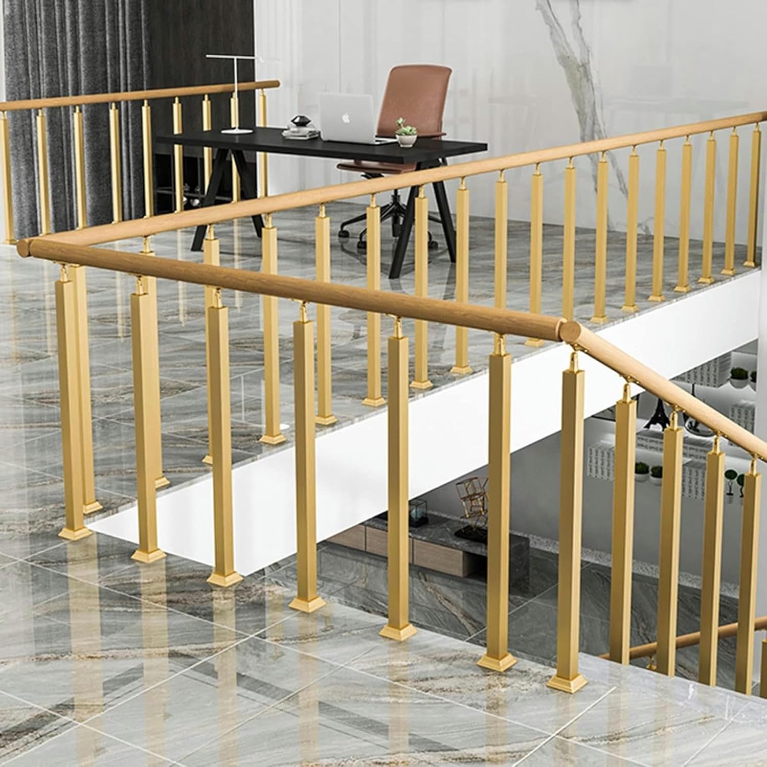 Home/Deck Stair Baluster Posts Floor Installation, 60 75 85 95 100 Cm Tall Railing Spindles/Balusters Spindles, Horizontal Vertical Stair Parts for Family Villas-