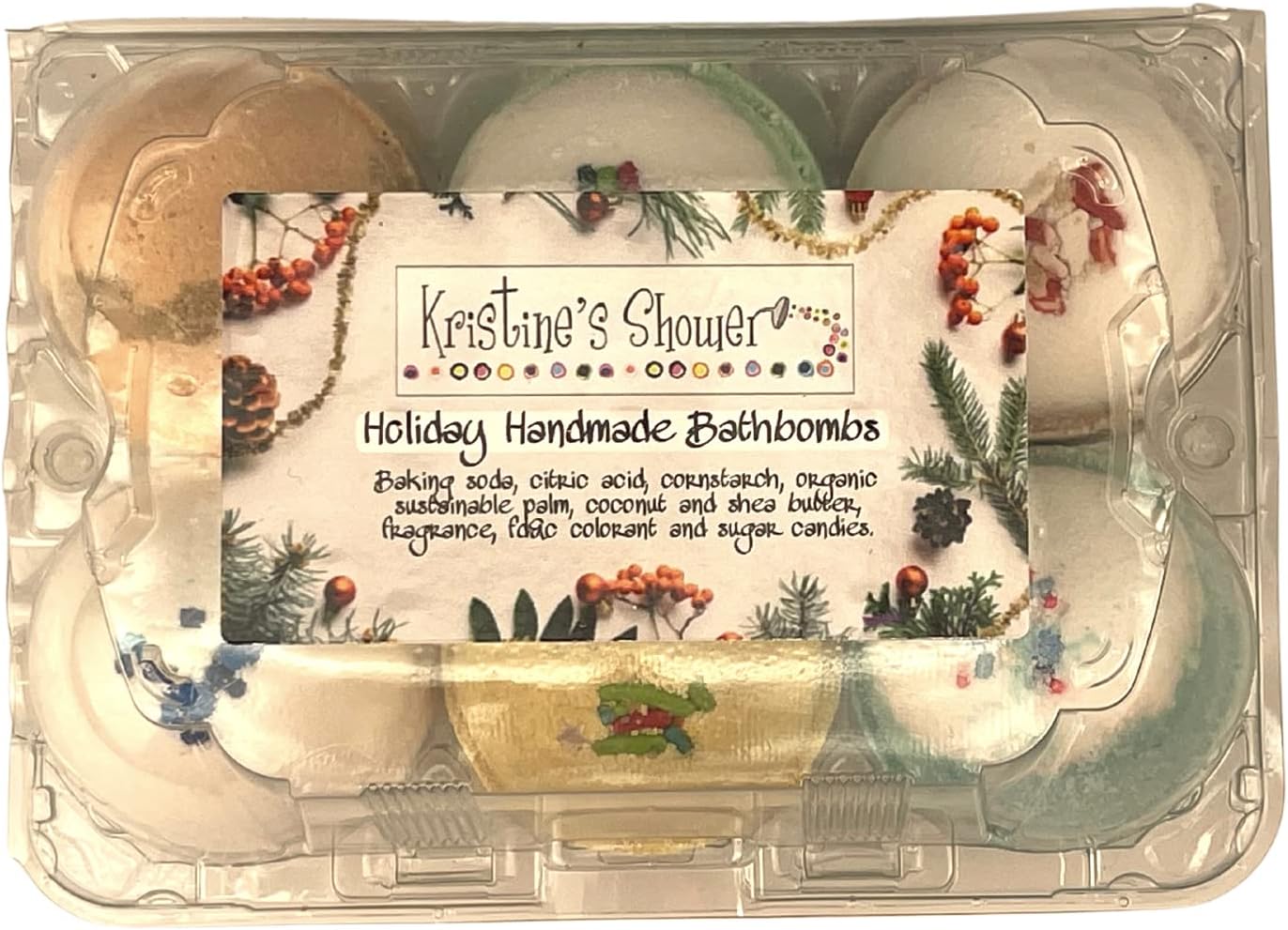 Kristine's Shower Bath Bomb (Holiday 6Pack) Handmade