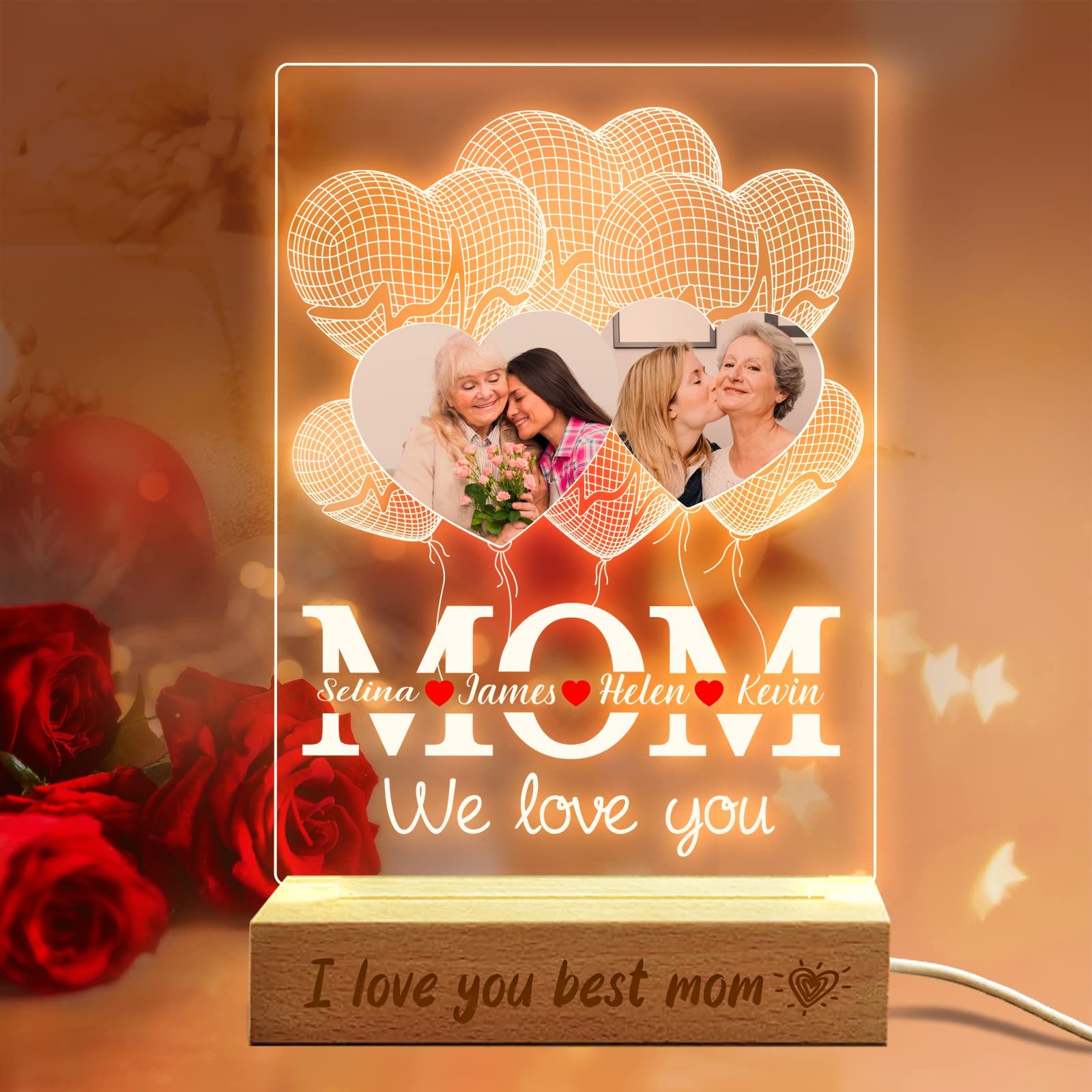 Regalo Día De La Madre Regalo Para El Día De La Madre - Placa Acrílica En Forma De Corazón 12x12 Cm | Mensaje Especial Para Mamá Cumpleaños Mamá Original