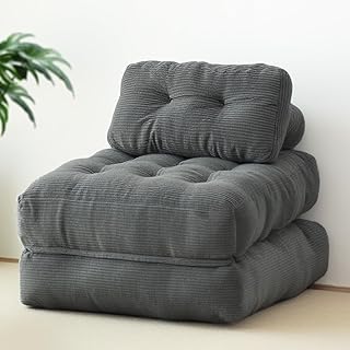 N&V Foldable Sofa Bed Chair, Convertible Lounger with Shredded Foam, Removable Pillow & Breathable Fabric, Portable Floor ...