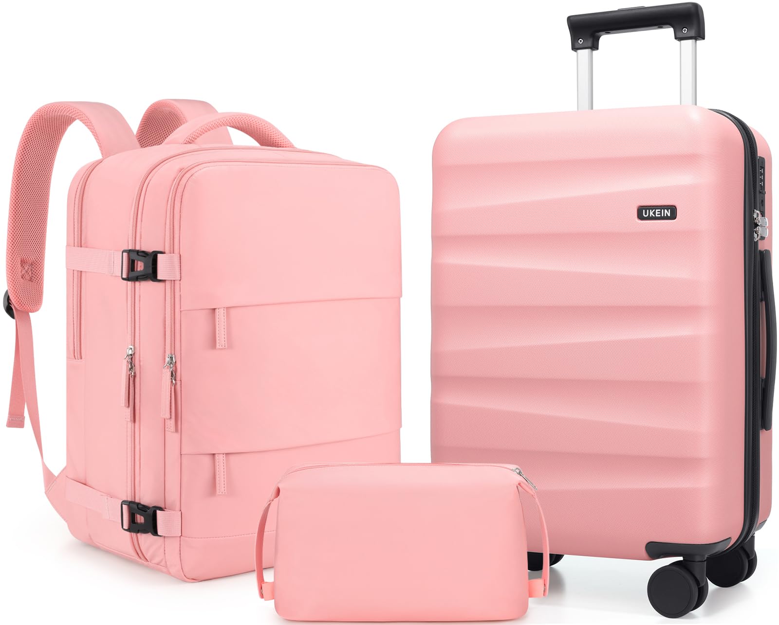 UKEIN Luggage Set with Backpack,Polycarbonate Carry On Luggage Airline Approved with Spinner Wheels, Hardshell Travel Suitcase with TSA Lock,Suitcase