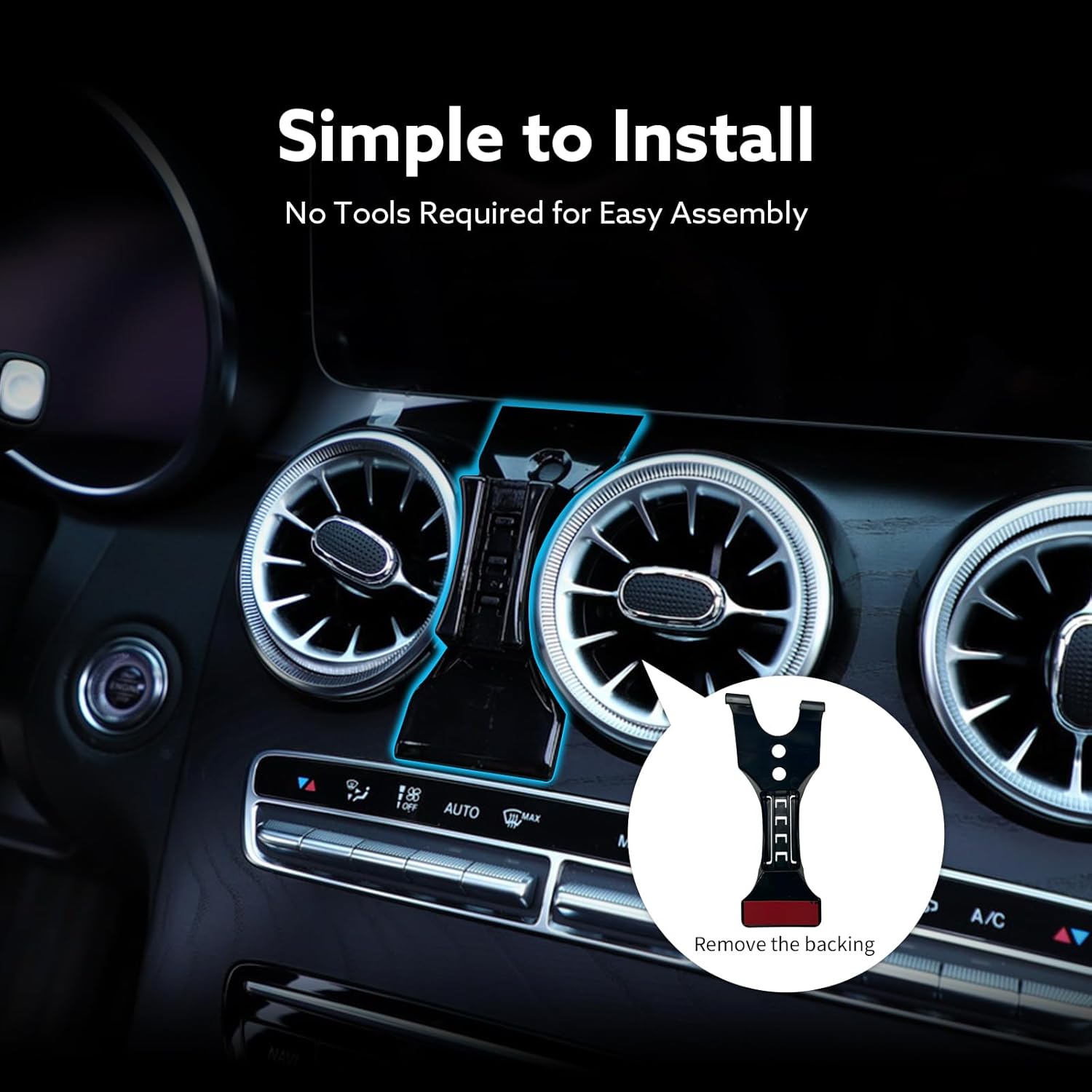 Car Phone Holder for Mercedes Benz C-Class 2015-2021 & GLC 2016-2022 Vehicle-Specific Cell Phone Mount 360° Rotation Air Vent Buckle Stand Compatible with 4.7-6.8 Smartphones Car Interior Accessories