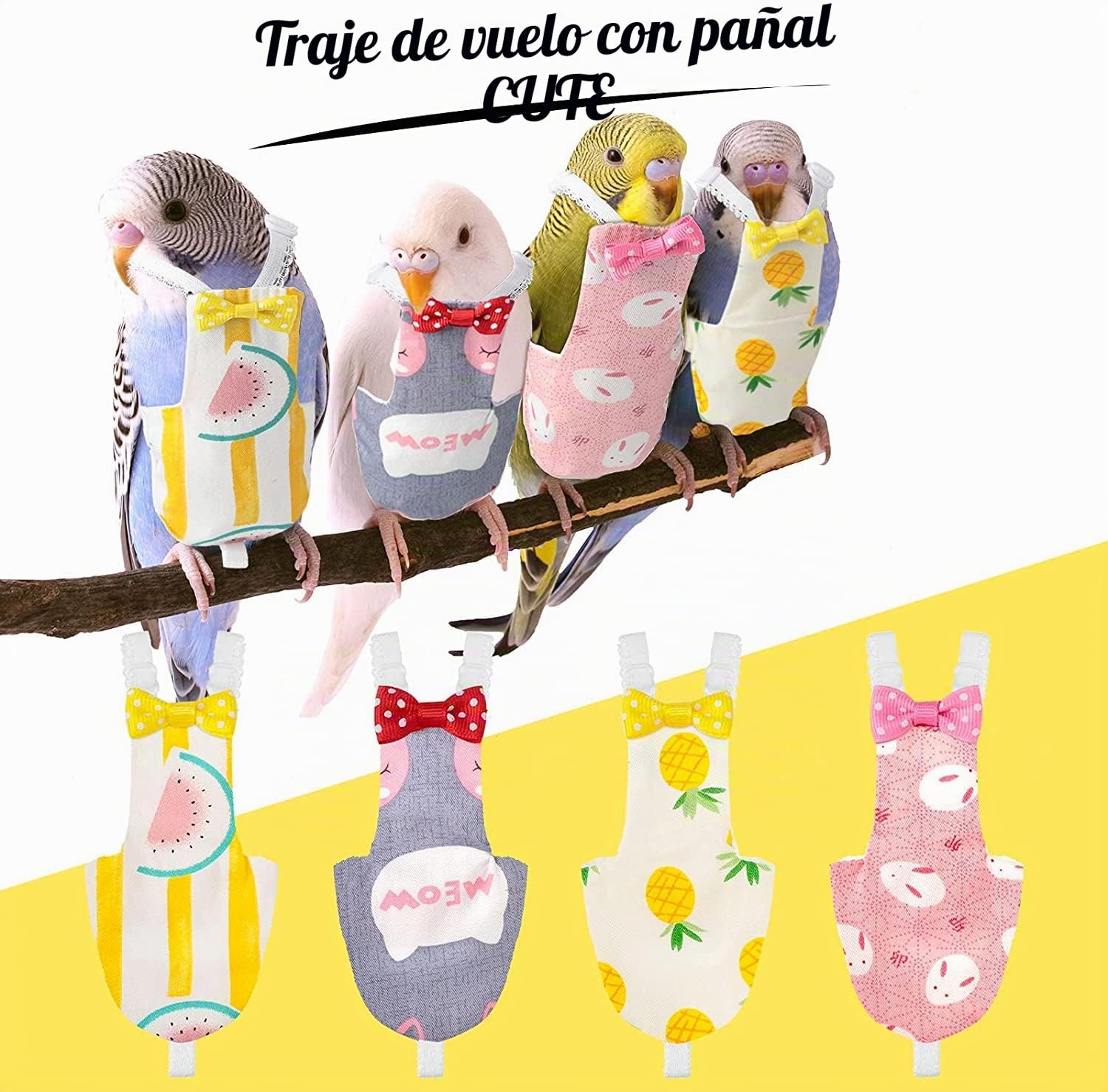 Namvo 4 pa?ales para pájaros, Forro de Vuelo, Lavable, Reutilizable, Protector para Loro, con Capa Interior Impermeable