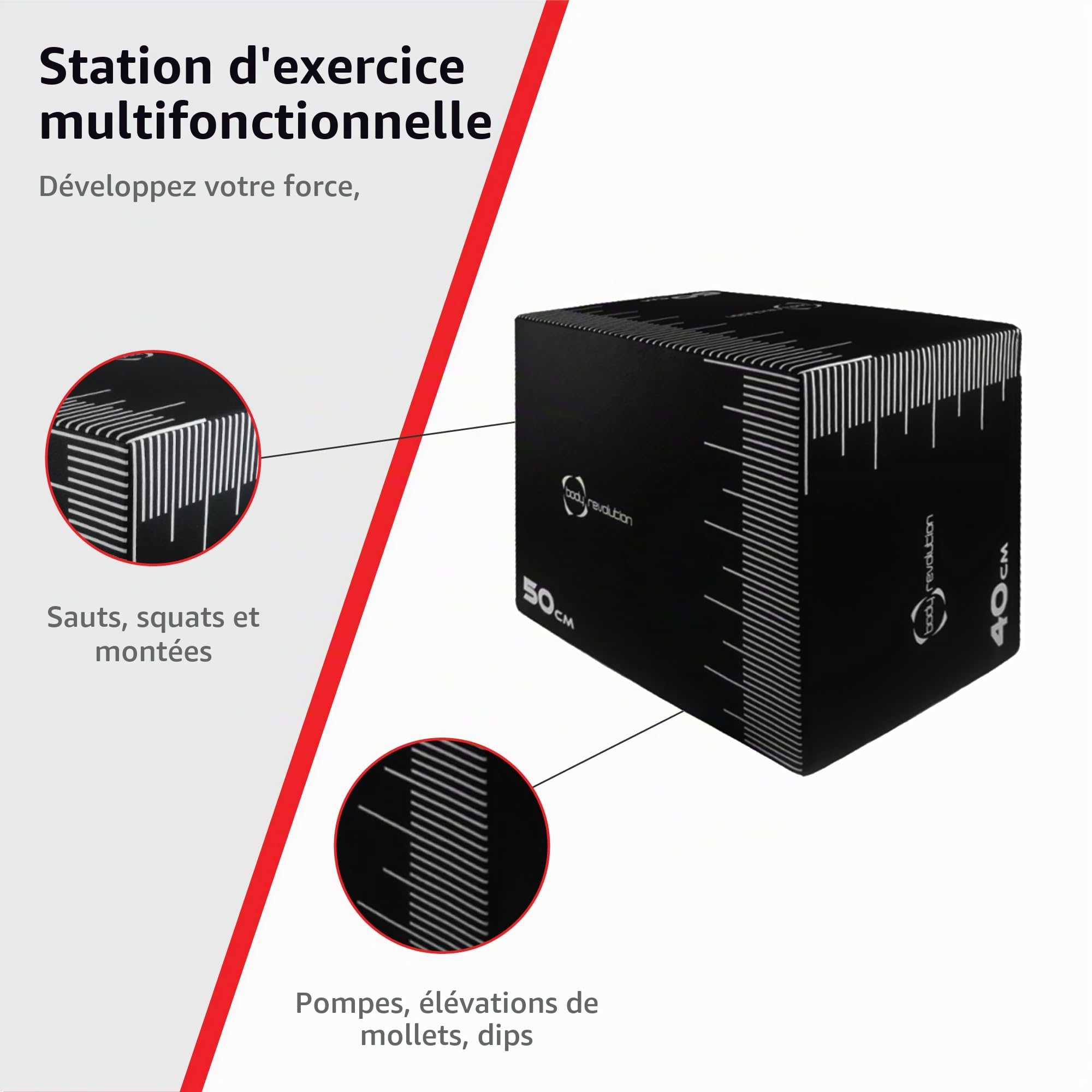 Body Revolution Plyo Box –Box Jump 3 en 1 en Mousse Souple - Boîte de Saut pour l'aérobic et la Gymnastique avec 3 Niveaux de Hauteur en Vertical et Horizontal