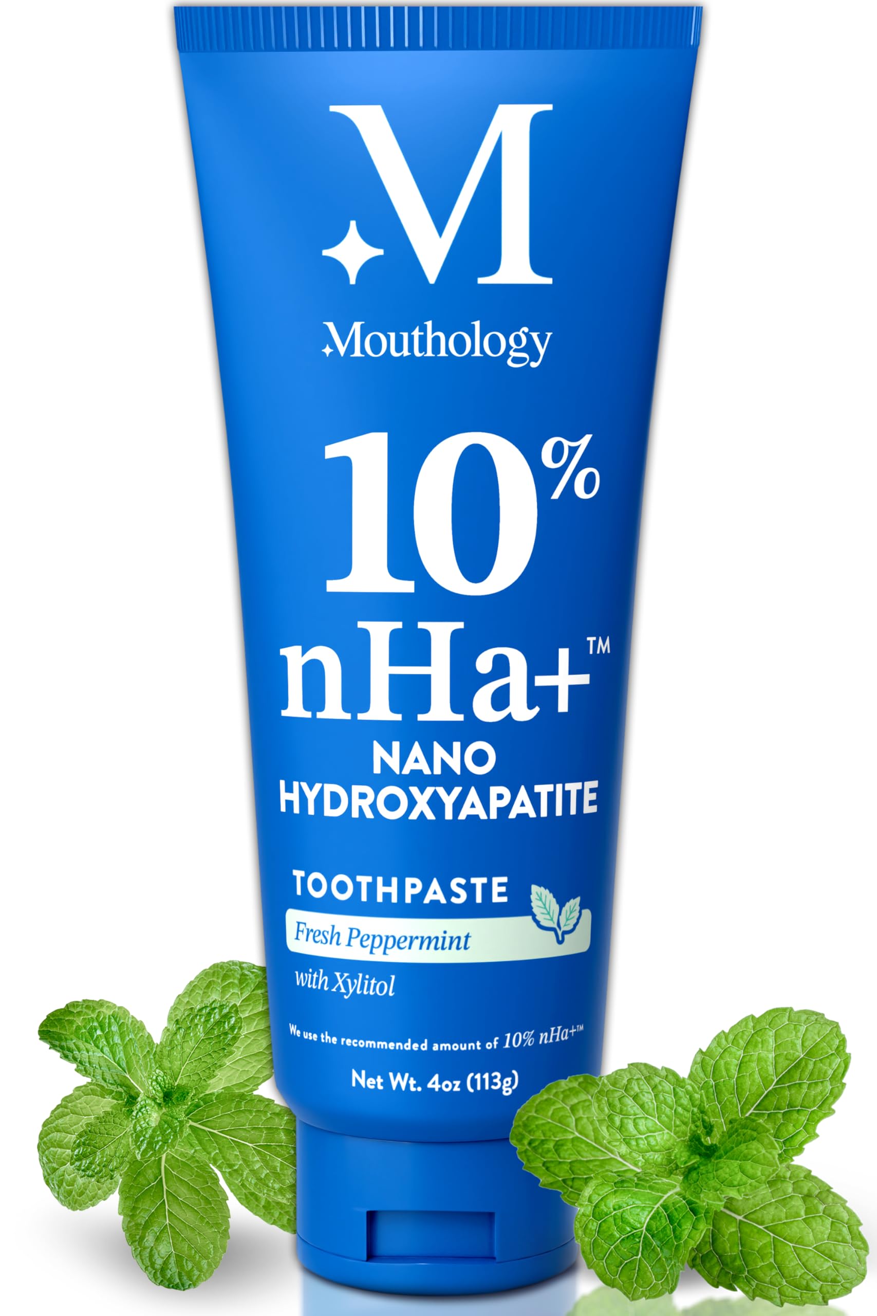 Mouthology10% Nano Hydroxyapatite Toothpaste (Fluoride Free), Natural, Remineralizing, Whitening, Sensitive Teeth, SLS Free, Xylitol Nano-Hydroxyapatite Toothpaste for Adults, Mint 4oz (USA Made)
