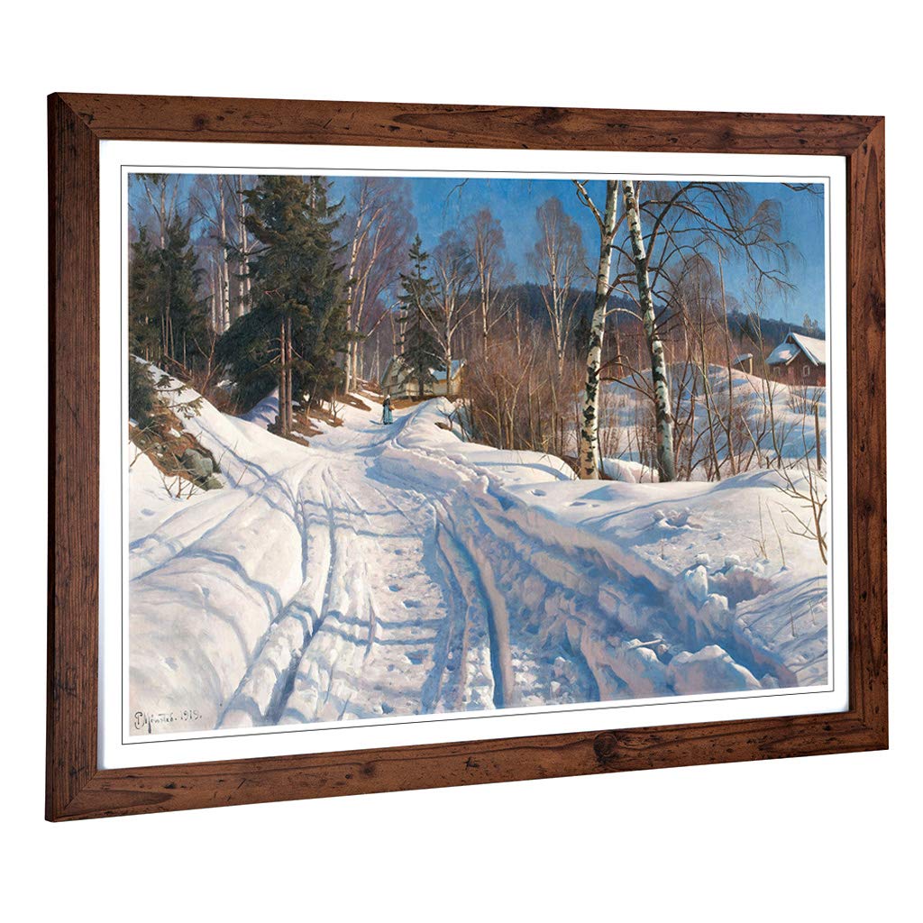 Big Box Art Framed Print of Peder Mork Monstead A Winter Path Design | Wall Art Picture | Home Decor for Kitchen, Living Room, Bedroom, Hallway, Walnut, A2 / 24.5x18 Inch / 62x45cm