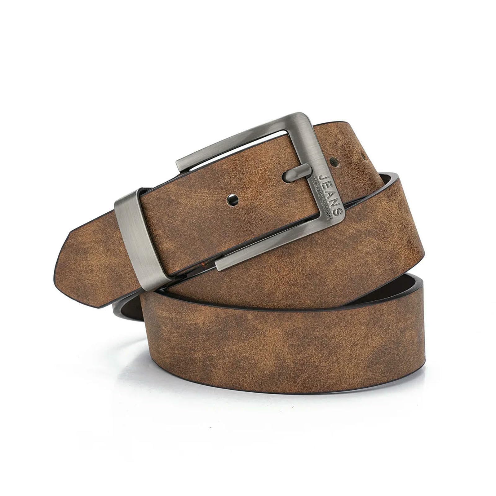 Cinturón de piel sintética para hombre, cinturón de hebilla de metal, para ocio, negocios, accesorio masculino, cinturón de diseñador, artículo de regalo