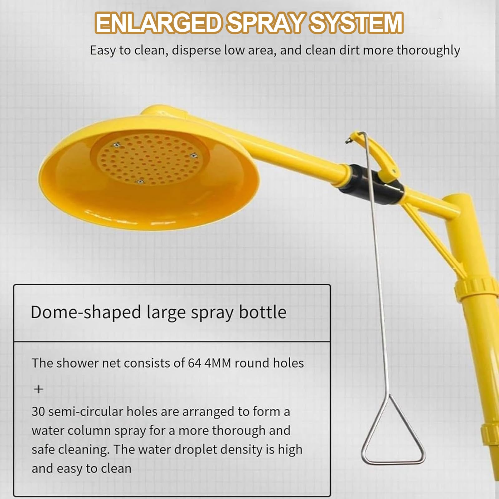 Estación de Ducha y lavaojos de Emergencia con Pedal, estación de Ducha de Seguridad, Kit Combinado de lavaojos y Ducha, con señal de Emergencia, Acero Inoxidable 304 + Revestimiento Amarillo