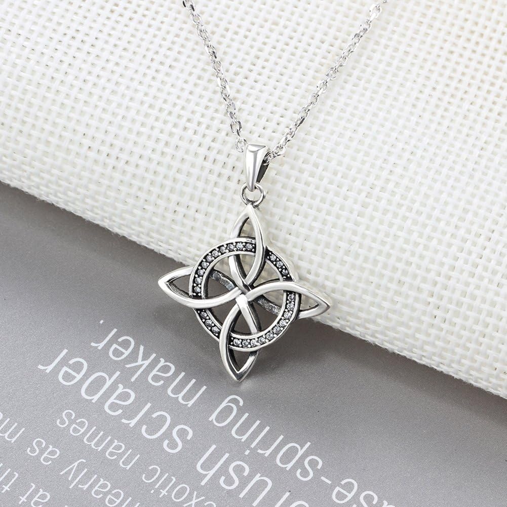 925 Sterling Silver Love Charm Celtic Knot Pendant Necklace Fashion Jewelry For Women Rolo Chain 18'' - Image 4