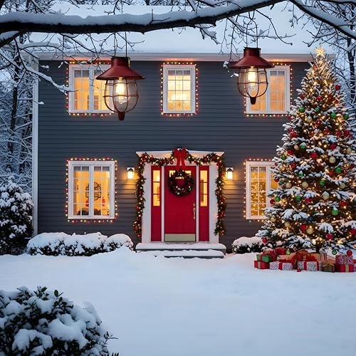 Miniatura 3 de Paquete de 2 faroles solares para exteriores, impermeables, colgantes de Navidad con diseño de bombilla Edison blanca cálida de metal vintage,