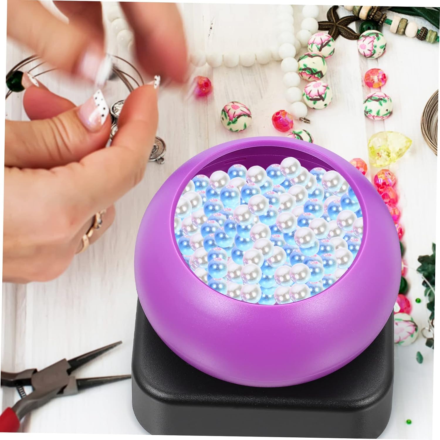 IWOWHERO Automatic Bead Spinner Bowl Beading Tools for DIY Bead Crafts for Necklace Bracelet Making