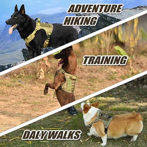 Miniatura 5 de CBBPET Arnés táctico para perro sin tirones, arnés militar reflectante para perro, chaleco táctico para perro con asa molle y resistente, clip