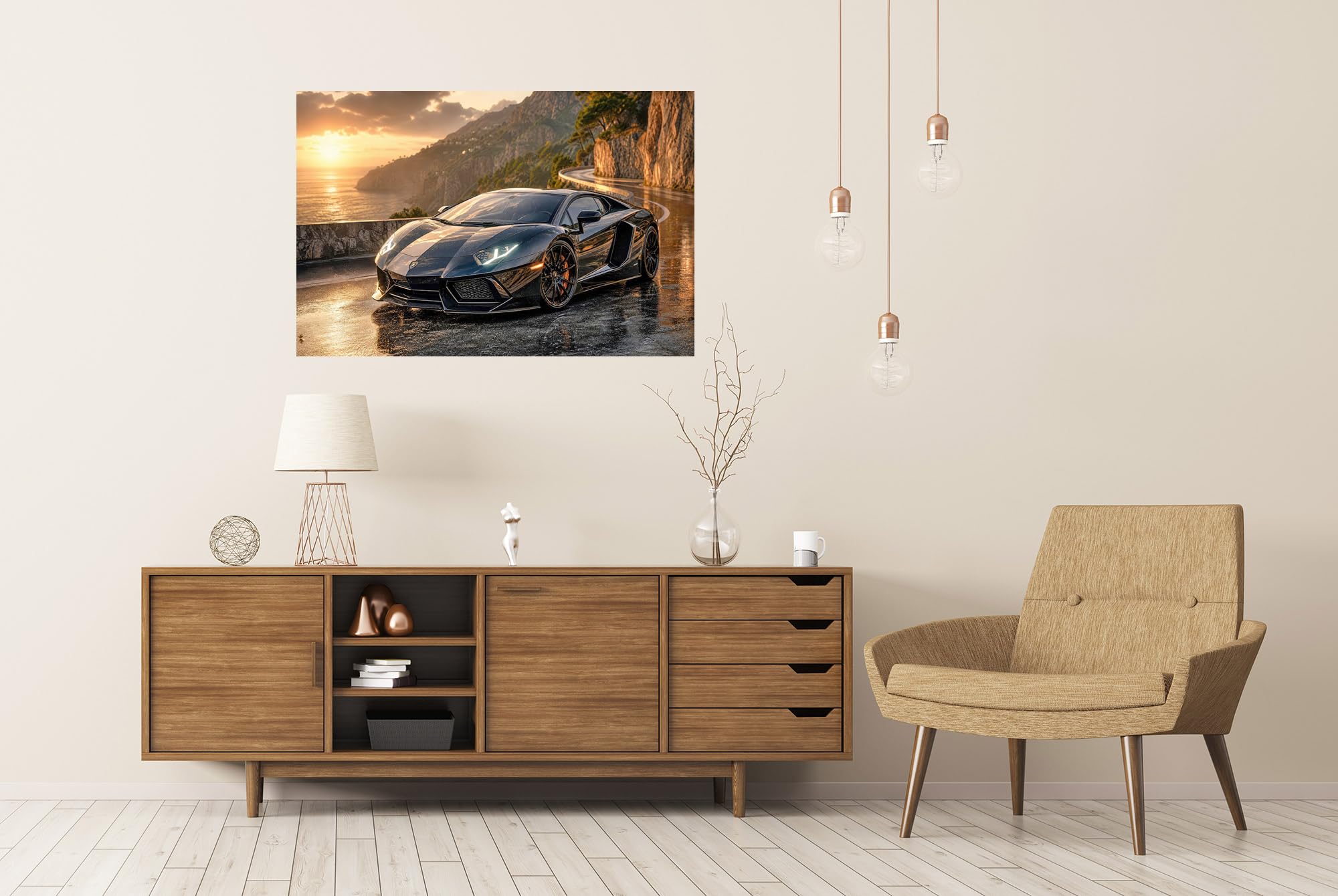 islandburner Poster de qualité supérieure - Motif voiture de sport dynamique - Pour salon - Pour les amateurs de voitures - Grand format - Edition W2