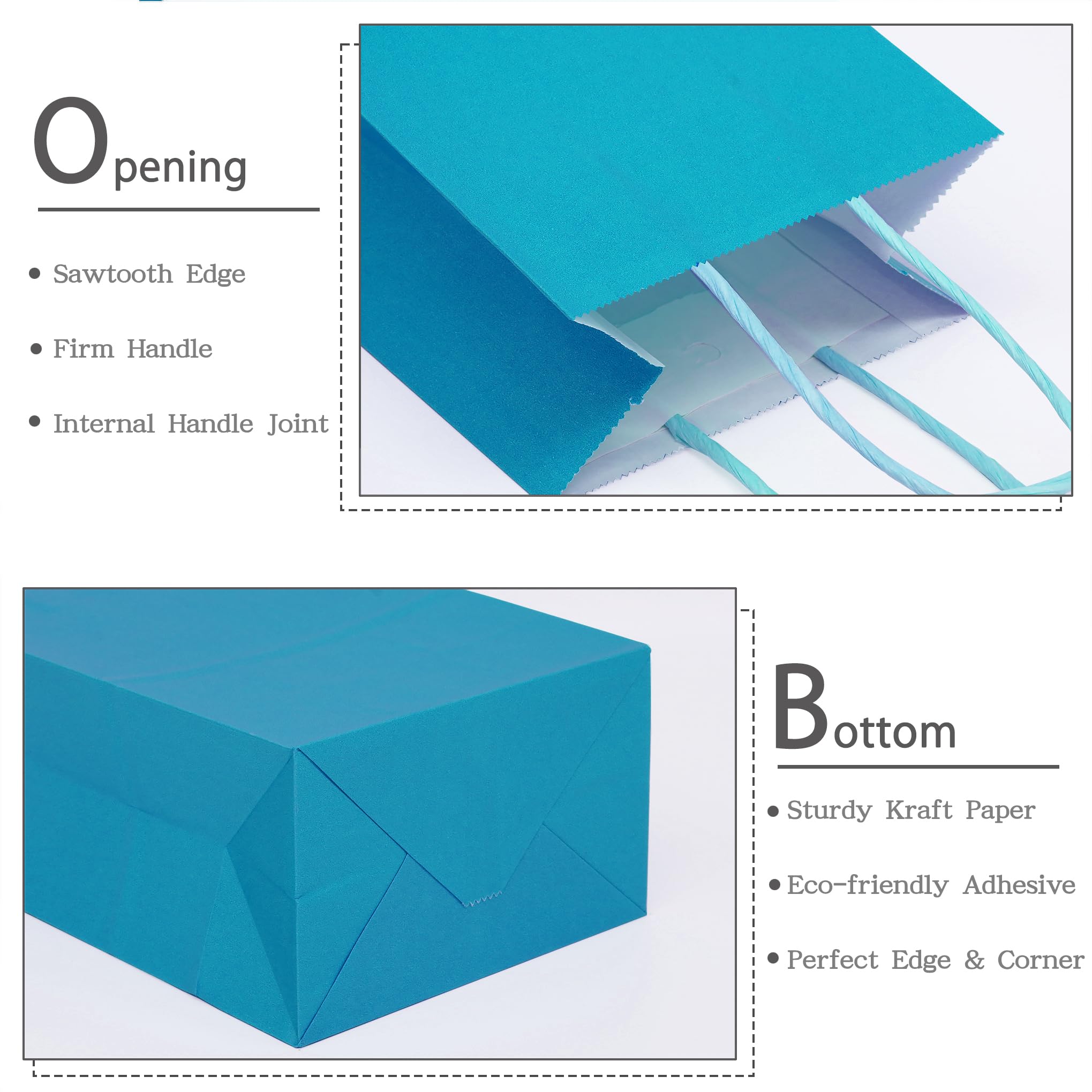 AZOWA Teal Gift Bags with Tissue Paper Small Teal Kraft Paper Bags with Handles (8.3 x 5.1 x 3.1 in, 20 Pcs)