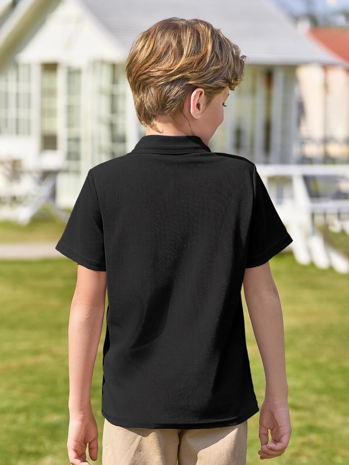 Haloumoning Boys Short Sleeve Polo Shirt Kids Collared School Uniform Shirts 5-14 Years - Image 5