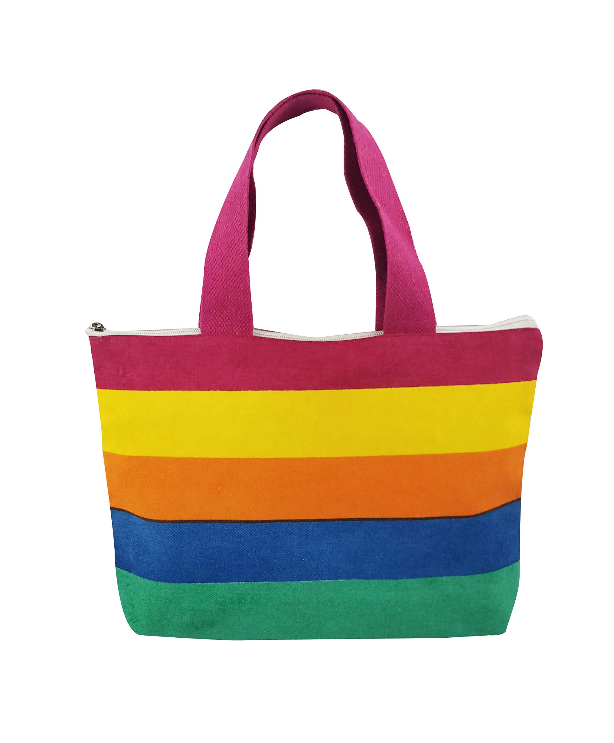 Greencraft Designer Hand Bags for Women - Ecofriendly Comfortable Canvas bag - Multicolor Rainbow print(Size : 14"x12"x3") (B08LSF8NQQ) Amazon Price History, Amazon Price Tracker