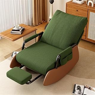 Mecedora Plegable con reposapiés y Respaldo Ajustable, Ideal para Leer en la habitación de los niños, el Dormitorio y el Porche (Blanco) (Verde, Talla única)