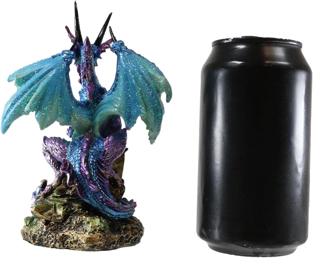Ebros Ferocious Azure Dragon Guarding Blue Sapphire Ancient Relic Stone Figurine Dungeons And Dragons Mythical Fantasy Fairy Garden Accessory Collectible Resin Sculpture Arthurian Legends