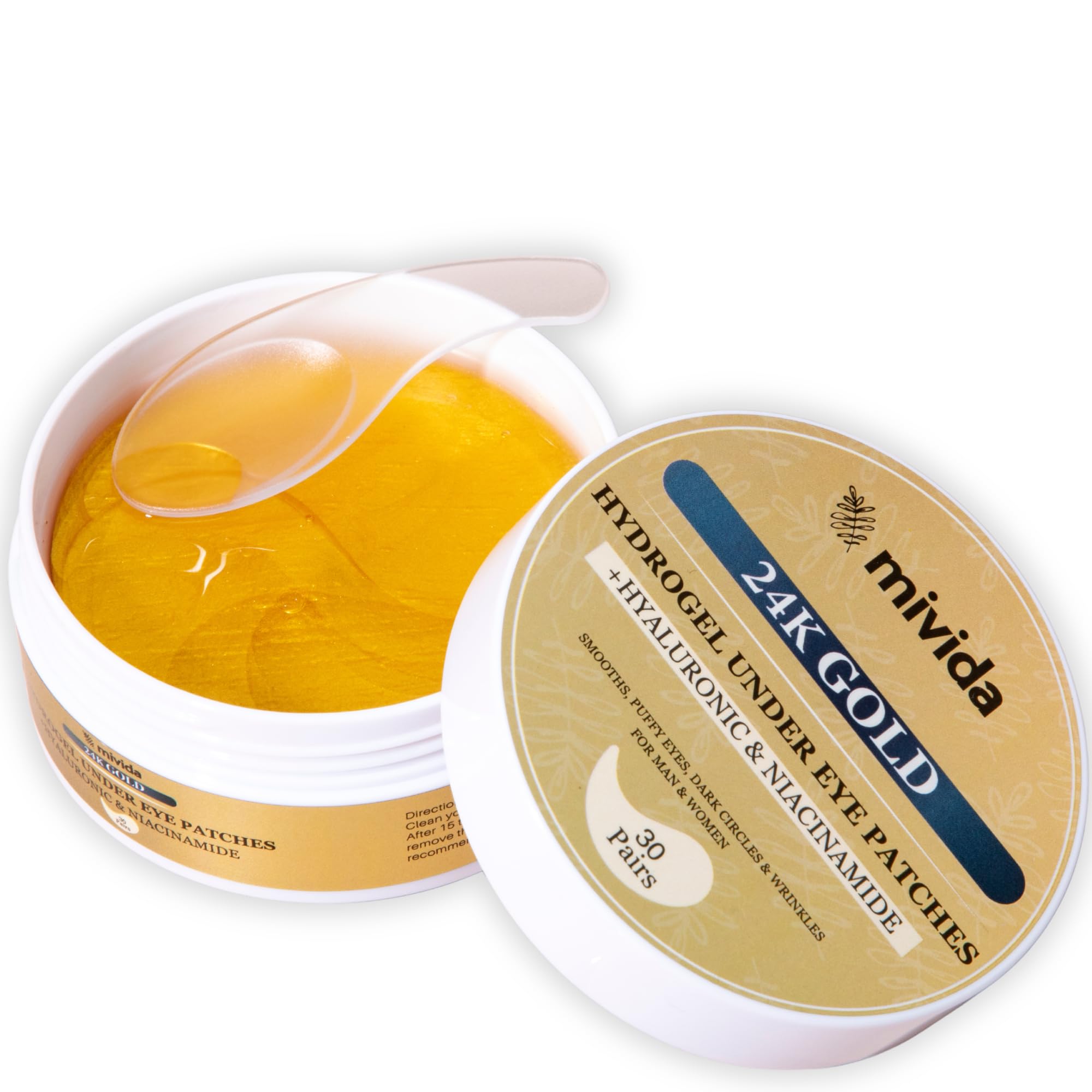 Sponsored Ad - mivida Under Eye Patches 24K Gold with Hyaluronic-Acid, Niacinamide | 60 PCs for Under Eye Puffiness, Dark Circles & Wrinkles