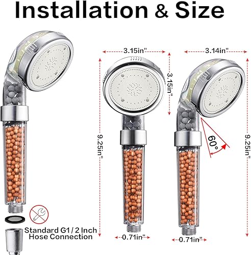 Miniatura 6 de NOSAME - Cabezal led para ducha, con filtro de agua de alta presión y ahorro de agua, 7 colores que cambian automáticamente sin necesidad de