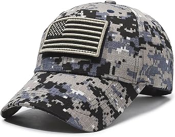 yolrdiw Unisex Fashion Camouflage Hat Adjustable Military American Flag Patchwork Baseball Cap