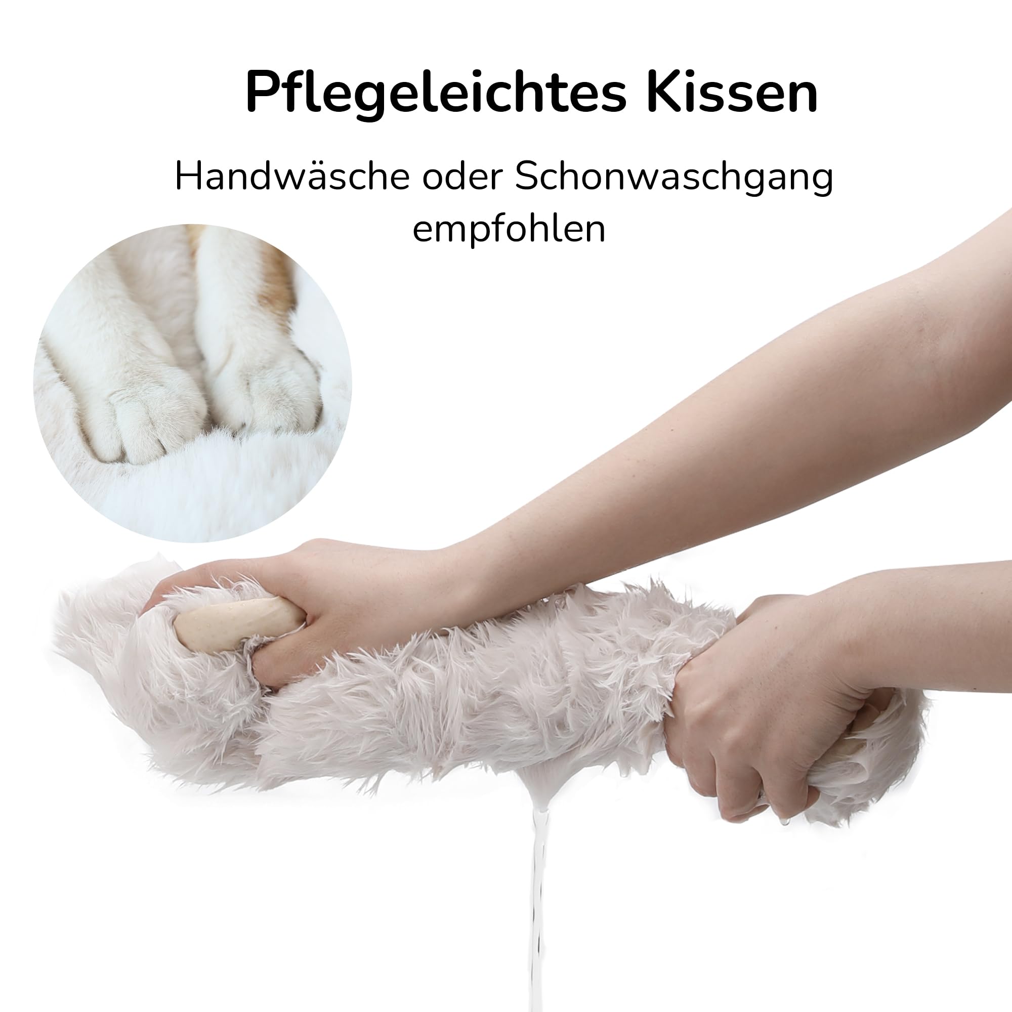 FUKUMARU Katzenbett, 61 cm großes Katzen-Couchbett mit gemütlichem Kunstkaninchenfell-Kissen, Filz-Katzenhaus-Sofa in ovaler Form, grau