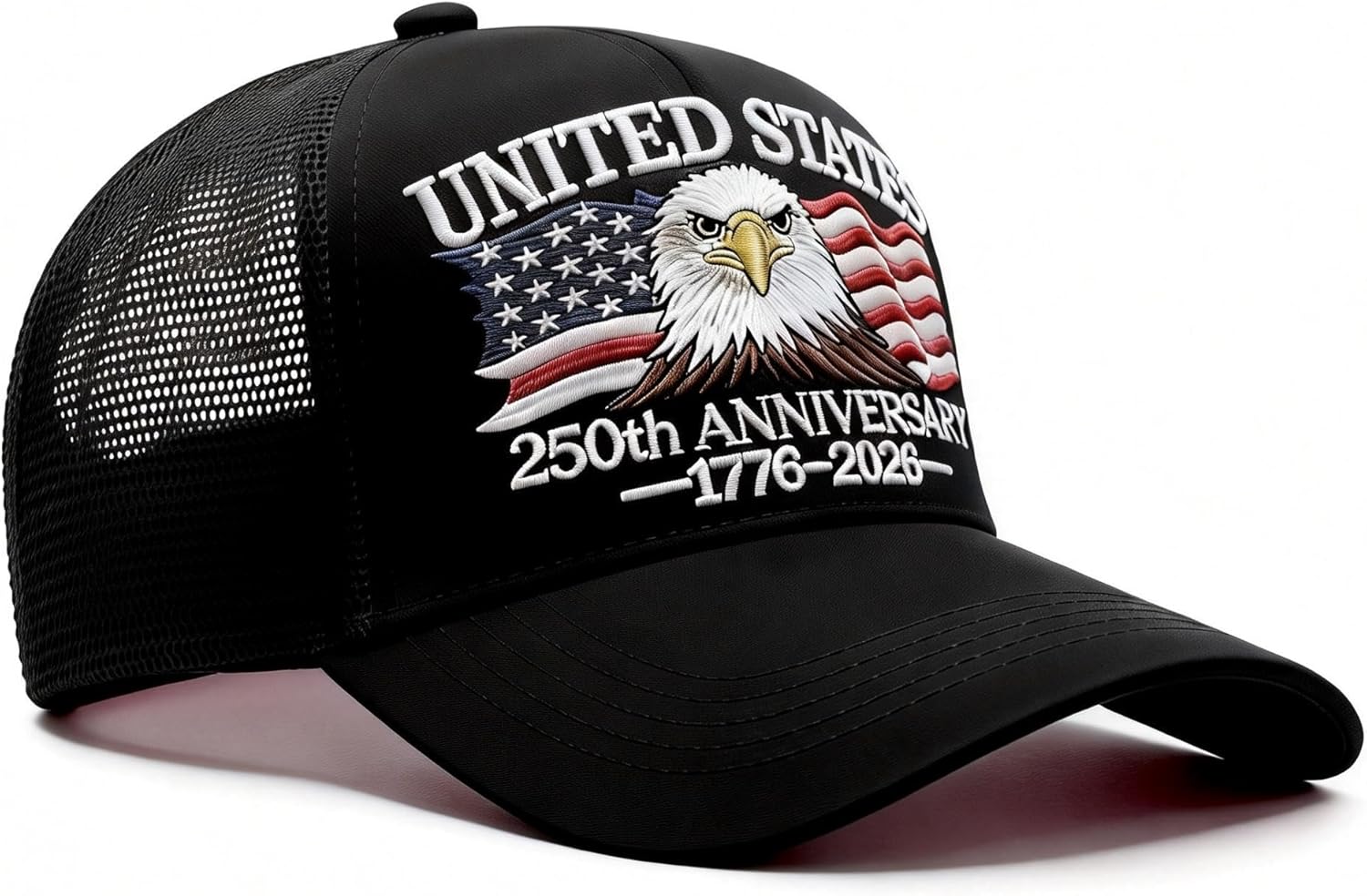 250 Anniversary USA Hat 1776-2026 Adjustable Embroidered Patriots Eagle Trucker Cap America 250th Mesh-Back Cap for Men Women - Image 4