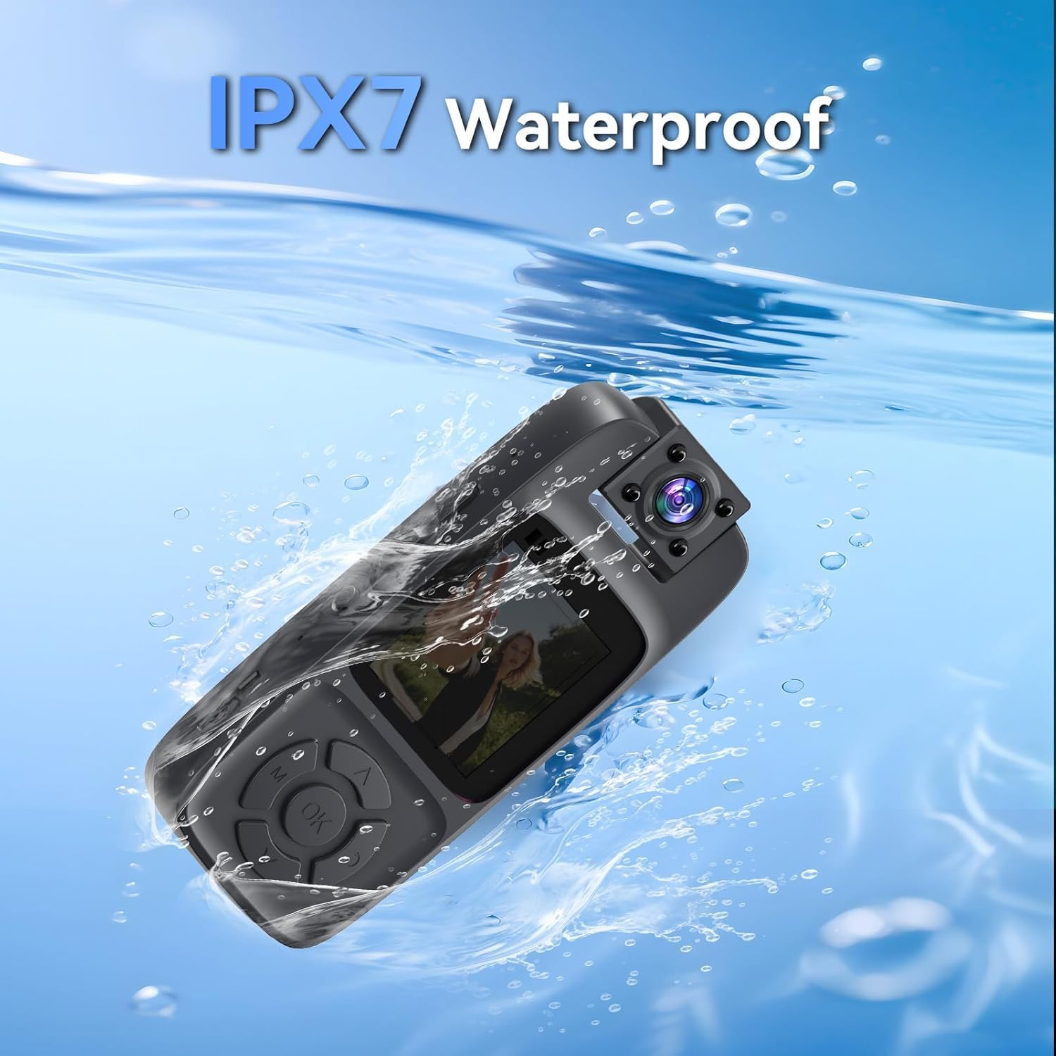BodyCam 256G Impermeabile con Funzione di Visione Notturna, Videocamera Indossabile 4K con Telecamera Ruotabile a 180°, Batteria da 180 Minuti per Ciclismo,Sport All'Aperto,Viaggi, Polizia