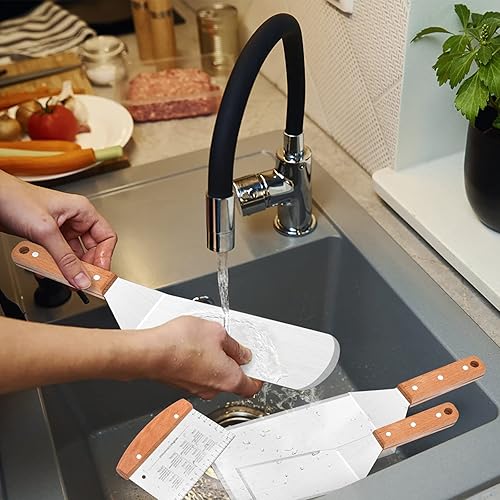 Miniatura 5 de Leonyo Juego de 8 espátulas para plancha, espátulas de metal de acero inoxidable para parrilla Teppanyaki de hierro fundido, barbacoa, utensilios