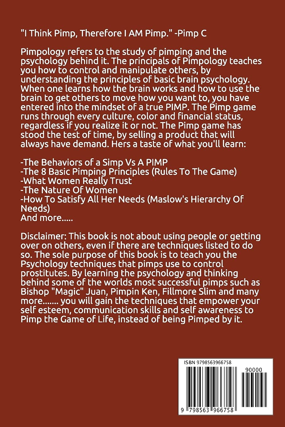 The PIMP Playbook: The Psychology Of Pimpology (The Promoting Intelligent Manhood Principles Collection)