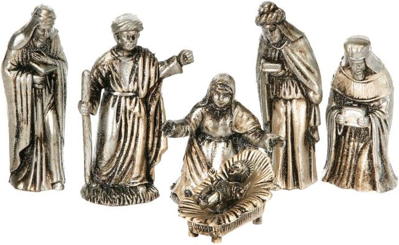 Regency International 6 Piece 2-4" Silver Glitter Plastic Nativity Set