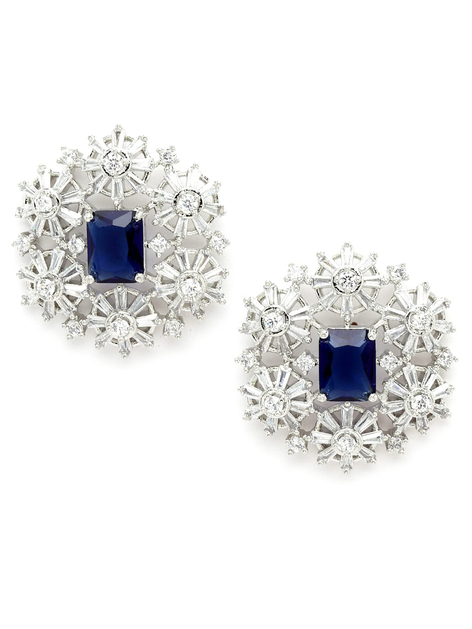 Karatcart Silver Tone Blue Floral American Diamond Drop Earrings for Women (B0B3X8V7YJ) Amazon Price History, Amazon Price Tracker