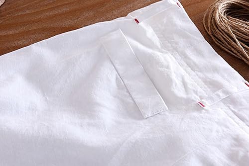 Miniatura 6 de chouyatou Pantalones capri de lino de playa con cordón y ajuste recto para hombre