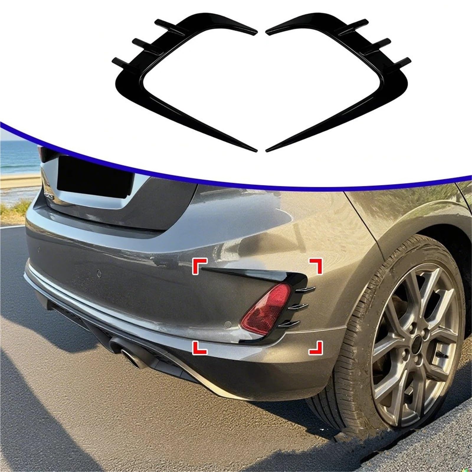 Auto Pedane laterali 2 Pezzi Per Ford Per Fiesta MK8 2018+ Splitter Paraurti Posteriore Spoiler Air Vent Cover Laterale Canard Body Kit