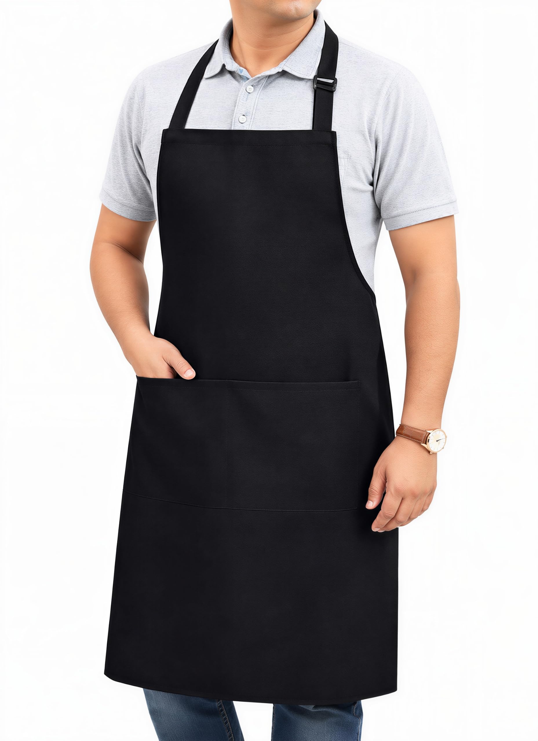 Ruvanti Professional Grade Black Aprons for Men/Women.Adjustable Neck Strap and Size M to XXL(Large 34"x28") Comfortable and Cotton Enrich Chef Apron/Barber Apron/Canvas Apron with 2 Pockets.-image-26