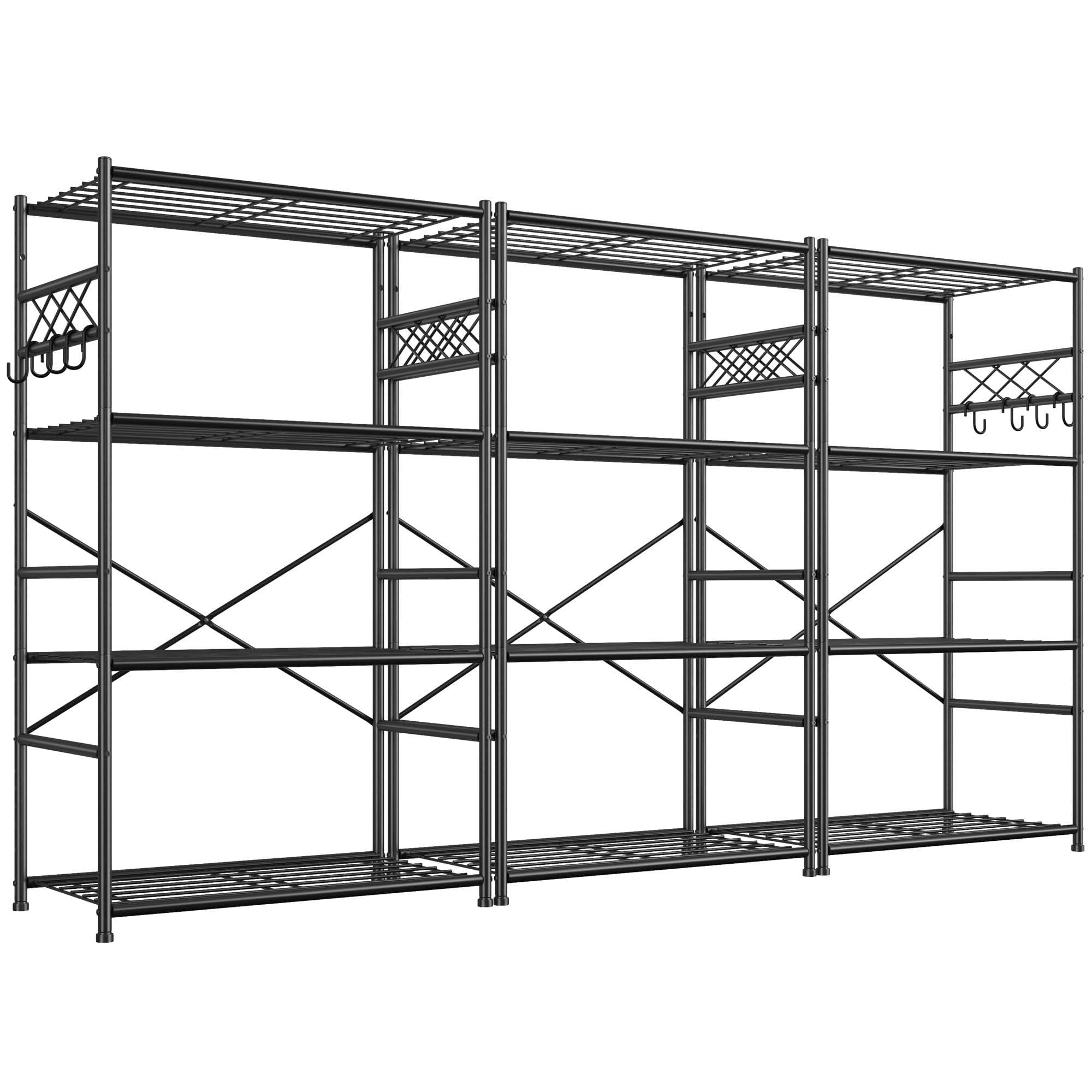 DurayLoly Storage Shelves 4 Tier Shelf Organizer,Metaling Shelving with Hooks,Heavy Duty Garage Shelves Unit with Leveling Feet,Wire Shelving for Pantry,Kitchen and Closet,23.6" W x 13.8" D x 60.4" H