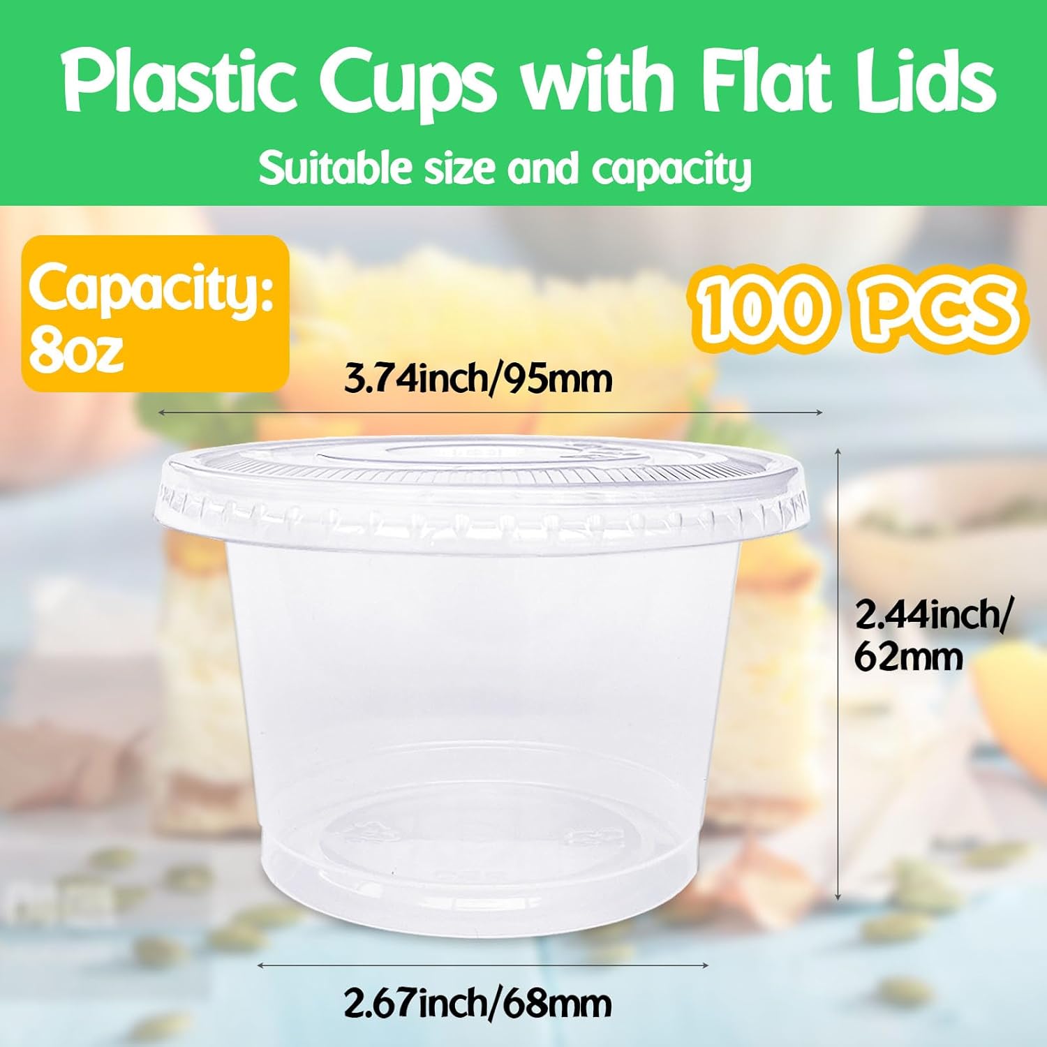 Plastic Cups with Flat Lids, Disposable Clear Cups, Clear Crystal