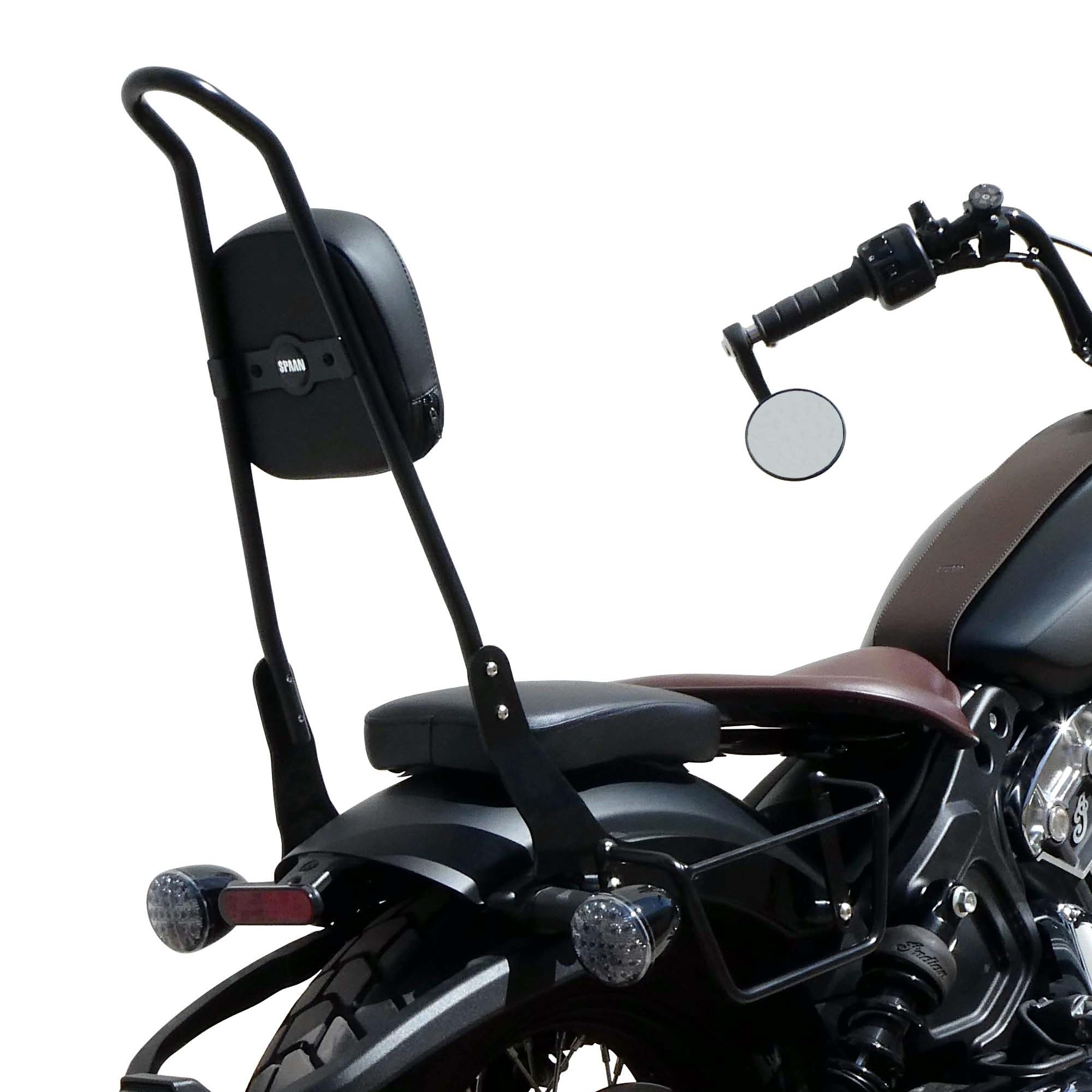 Spaan - Sissy Bar INDIAN Scout Bobber/Rogue (2018-2024), Format Standard, Sans Porte Paquet, Noir