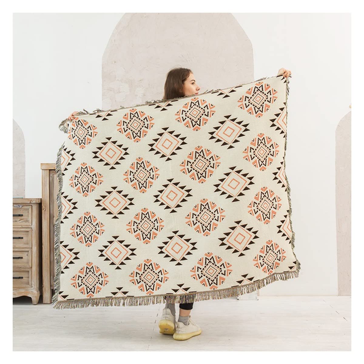 Blanket Warm 100% Cotton Blanket Fluffy Plaid Bedspread Throw Blanket Camping Blankets (Color : Maiqi, Size : 90x90cm)