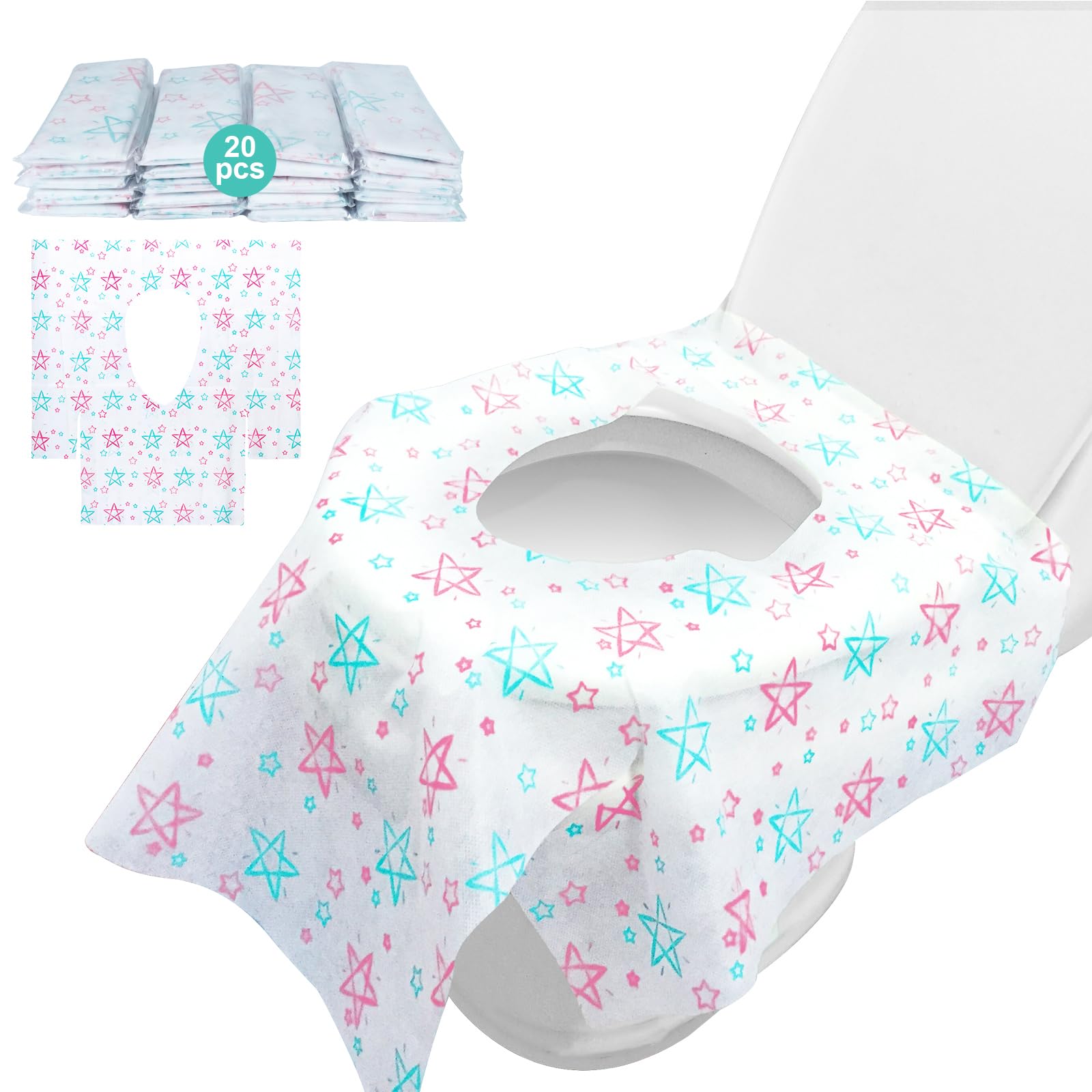 Copriwater Monouso Antibatterico Copri Sedili Impermeabili usa e getta per WC Portatili Toilette da Viaggio e Campeggio 20pcs