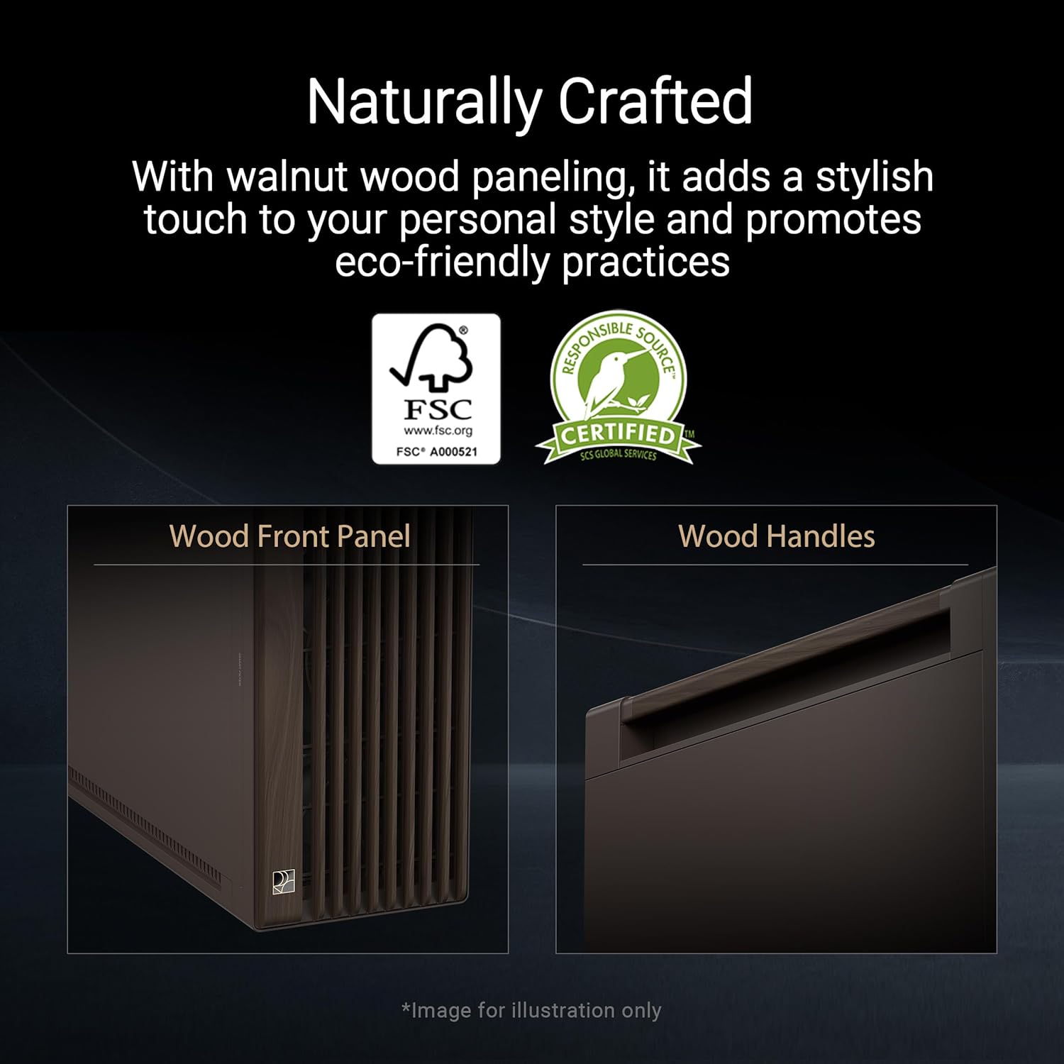 ASUS ProArt PA602 Wood Edition Retro Brown E-ATX Mid-Tower Case with Tempered Glass, 440 mm GPU Support, 420 mm Radiator & 3 Pre-Installed Fans