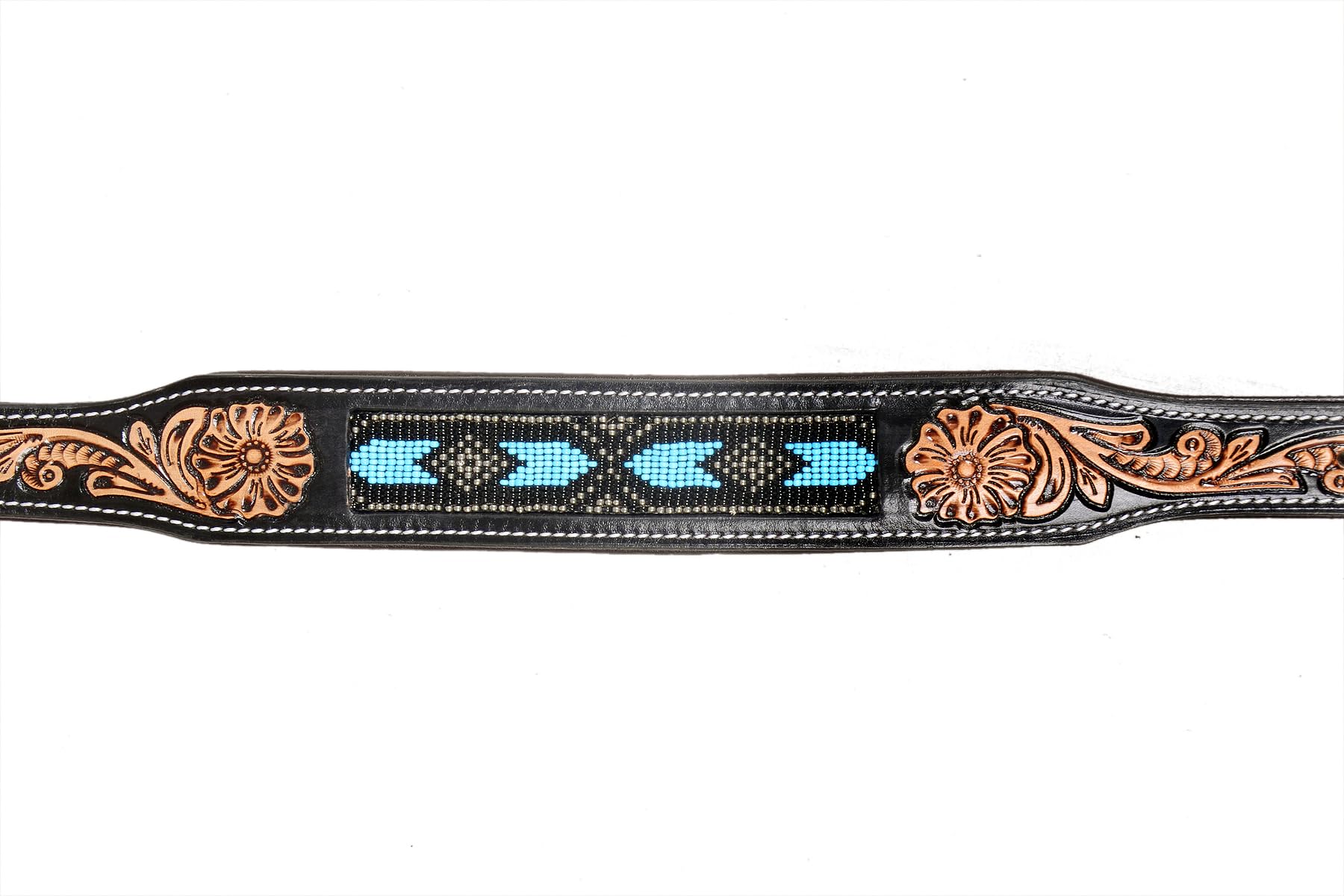 10IS015-S Hundehalsband, Leder, klein, Western-Stil, strapazierfähig, handgedreht, verstellbar, mit Perlen und gepolstert, weich für Welpen und große Hunde