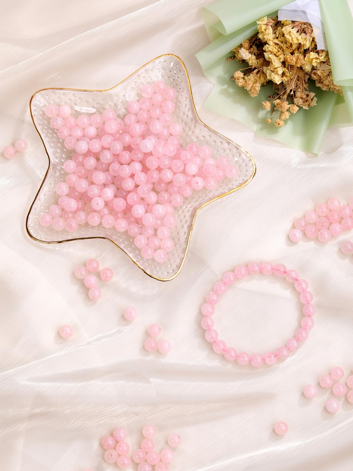 JOVIVI 8mm Rose Quartz Crystal Beads for Jewellery Making,96Pcs Pink Beads for Crafting Natural Round Stone Loose Gemstone Craft Beads for Jewelry Making Bracelet Necklace DIY - Image 2