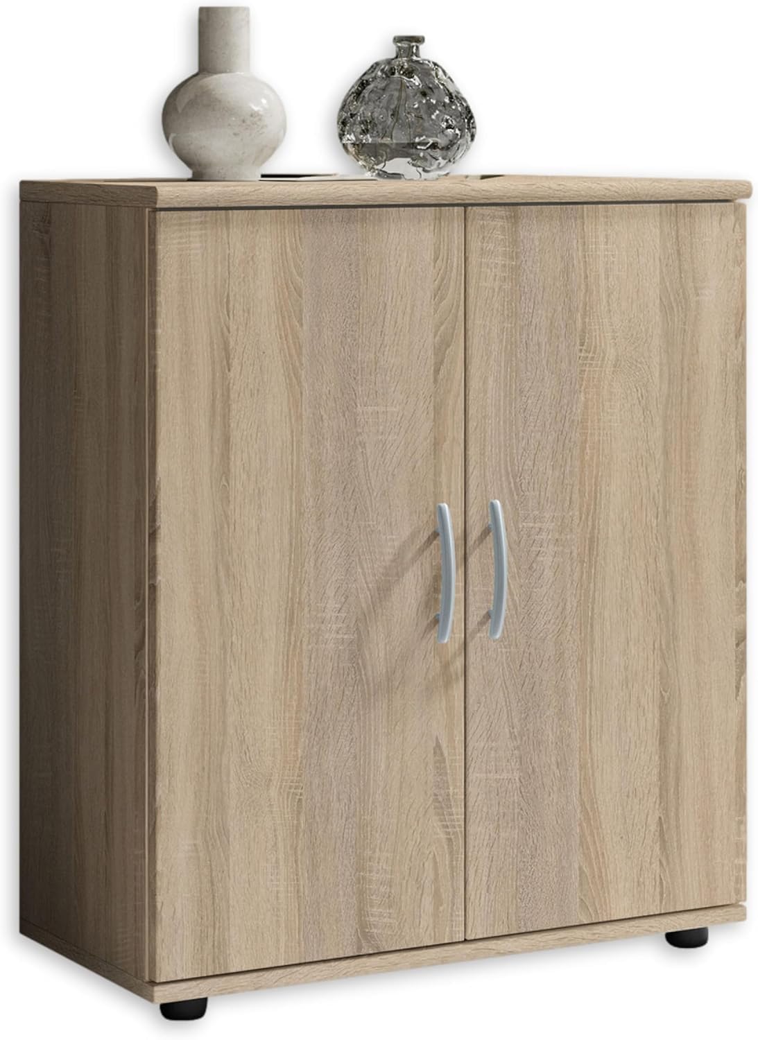 Mobile multiuso moderno | 2 ante e ripiano interno | Armadietto salvaspazio per Soggiorno, Sala da Pranzo, Corridoio e Ingresso | 60x30x70 cm (LxPxH) Rovere