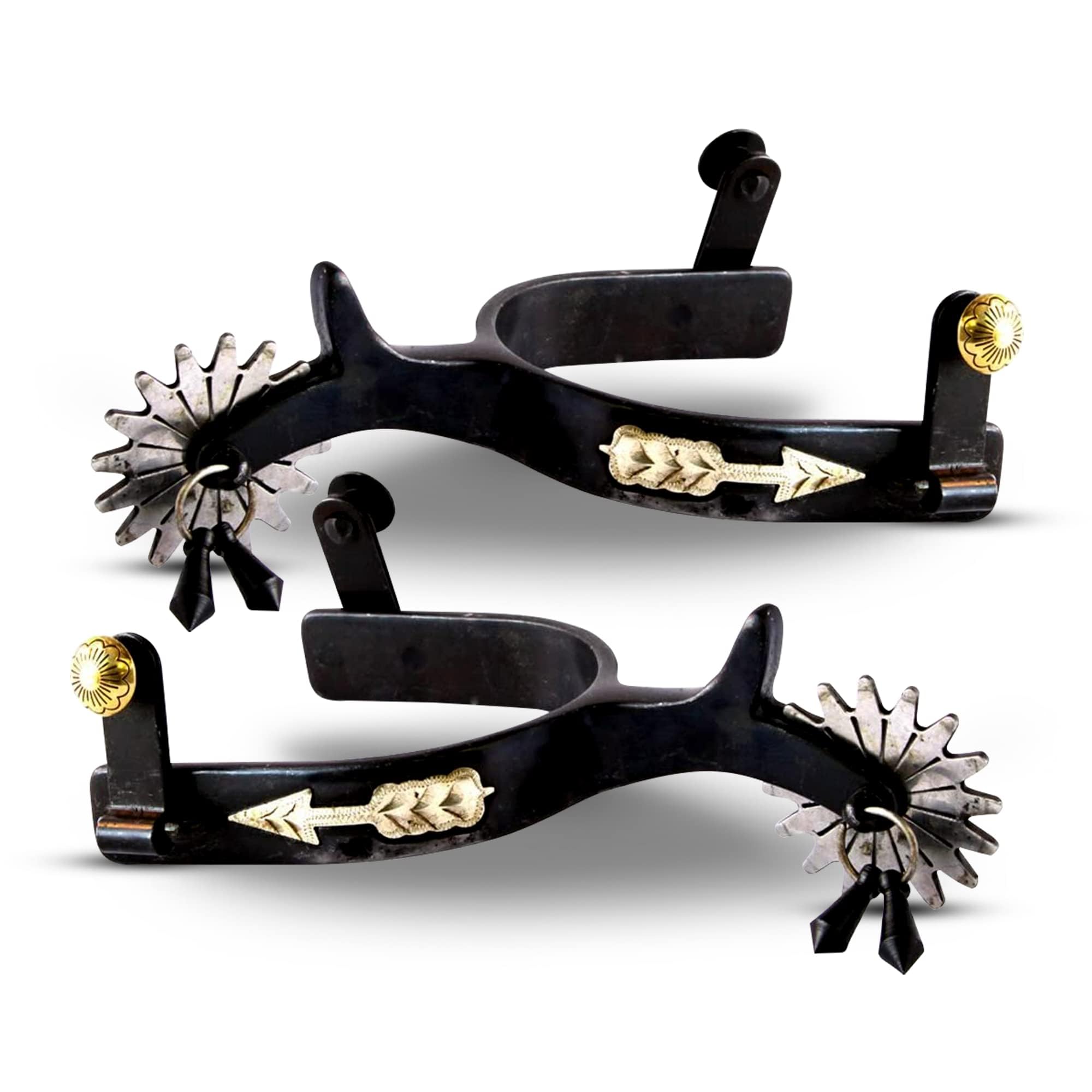 Colorado Saddlery Inlaid Arrow Spurs for Men - Stainless Steel Rowels, Stylish Boot Spurs - Perfect for Trail Riding, Horse Tack, Outfitting - Comes in a Pair