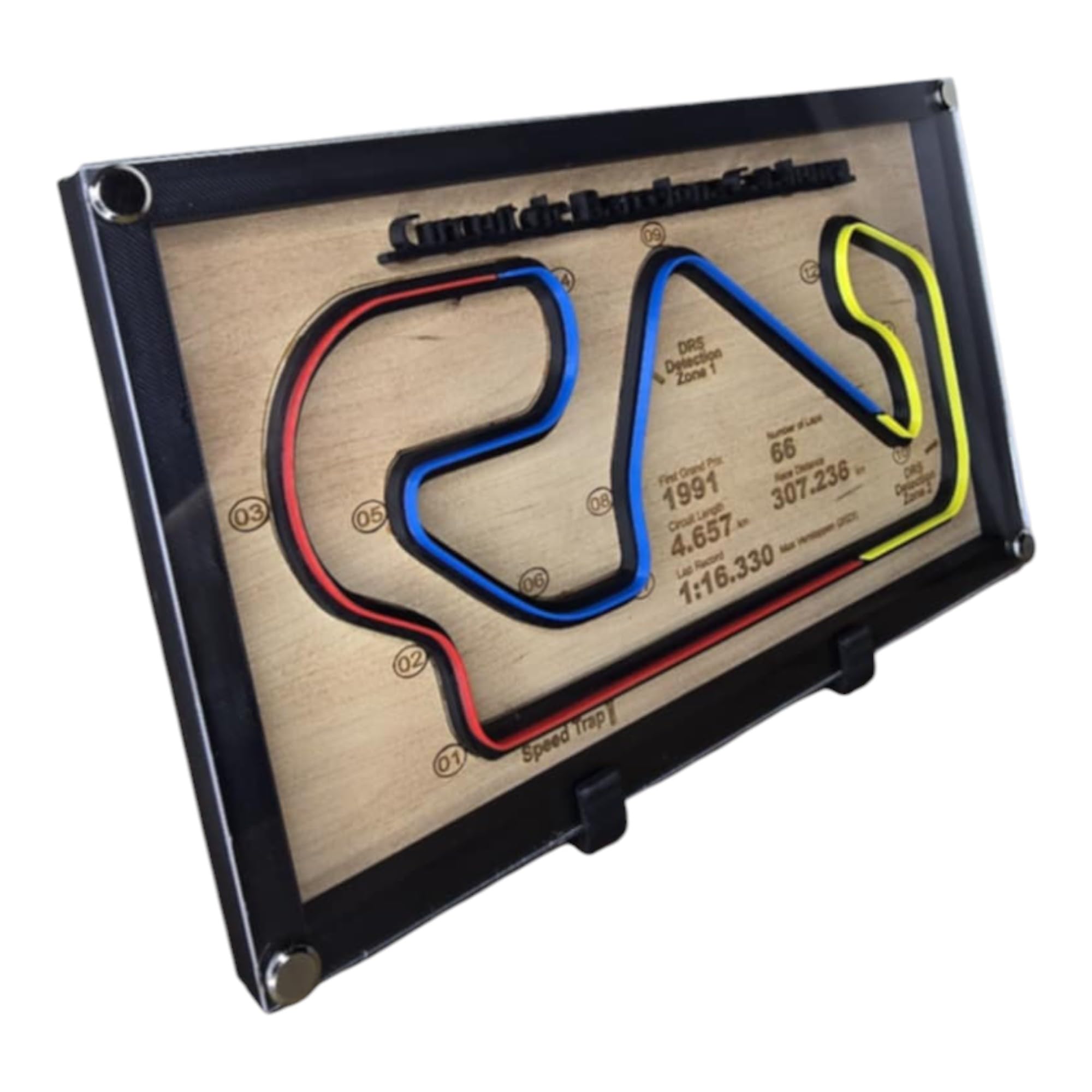 Silver-Stone Grand Prix Circuit Art – Formula 1 Track Layout – Motorsport Memorabilia – 3D Wooden Display for F1 Fans, Man Cave (Barcelona Spain)