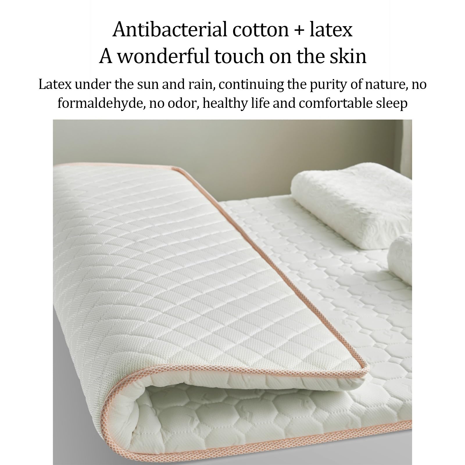 Tapis de sol antidérapant en latex pliable fin pour chambre à coucher, salon et dortoirs - 6,5 cm, taille simple 90 x 190 cm, option confortable et durable pour dormir