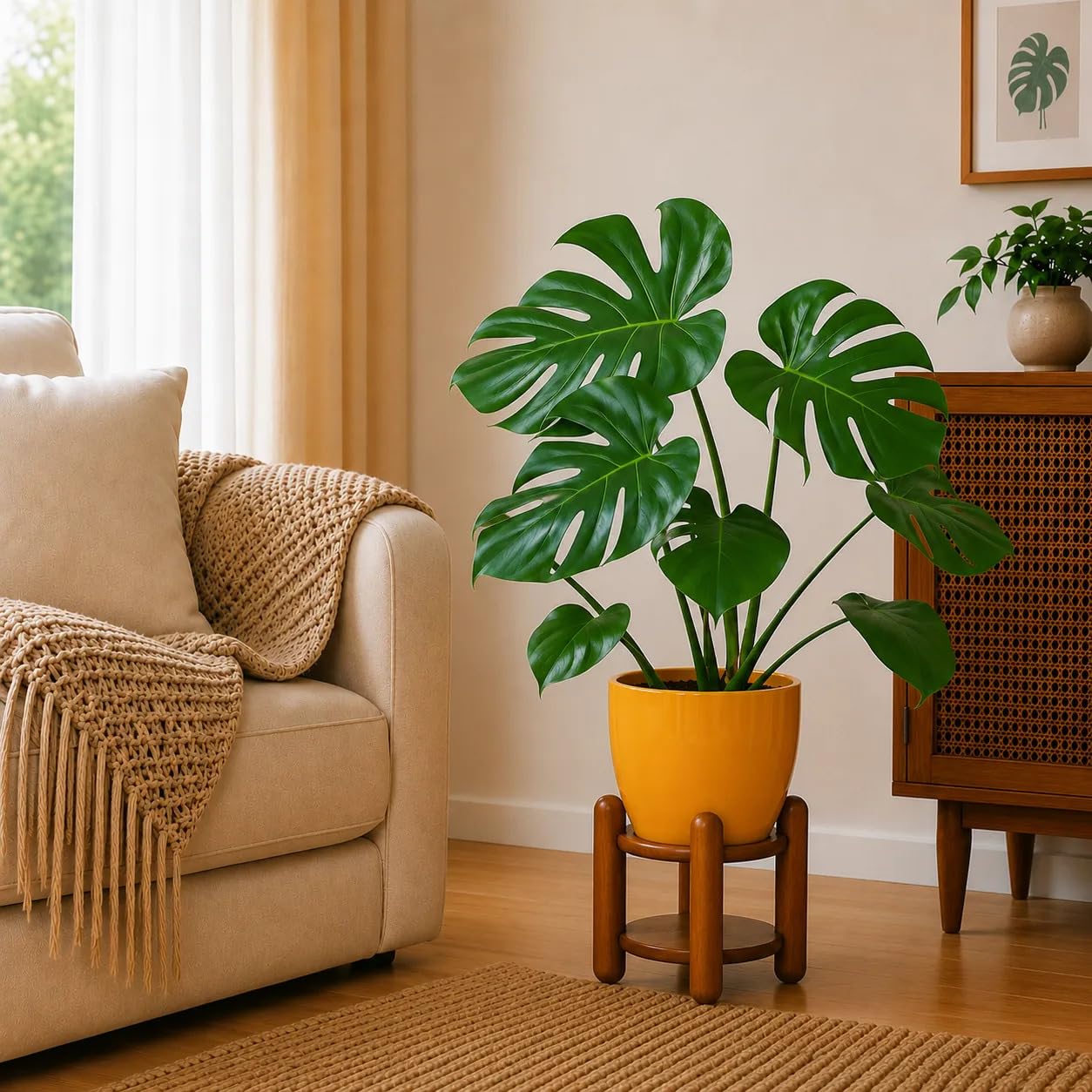 Monstera Plant | Indoor Live Plant with Decorative Planter | XL | Air Purifying & Low Maintenance | Home & Office Decor | Yellow-image-38