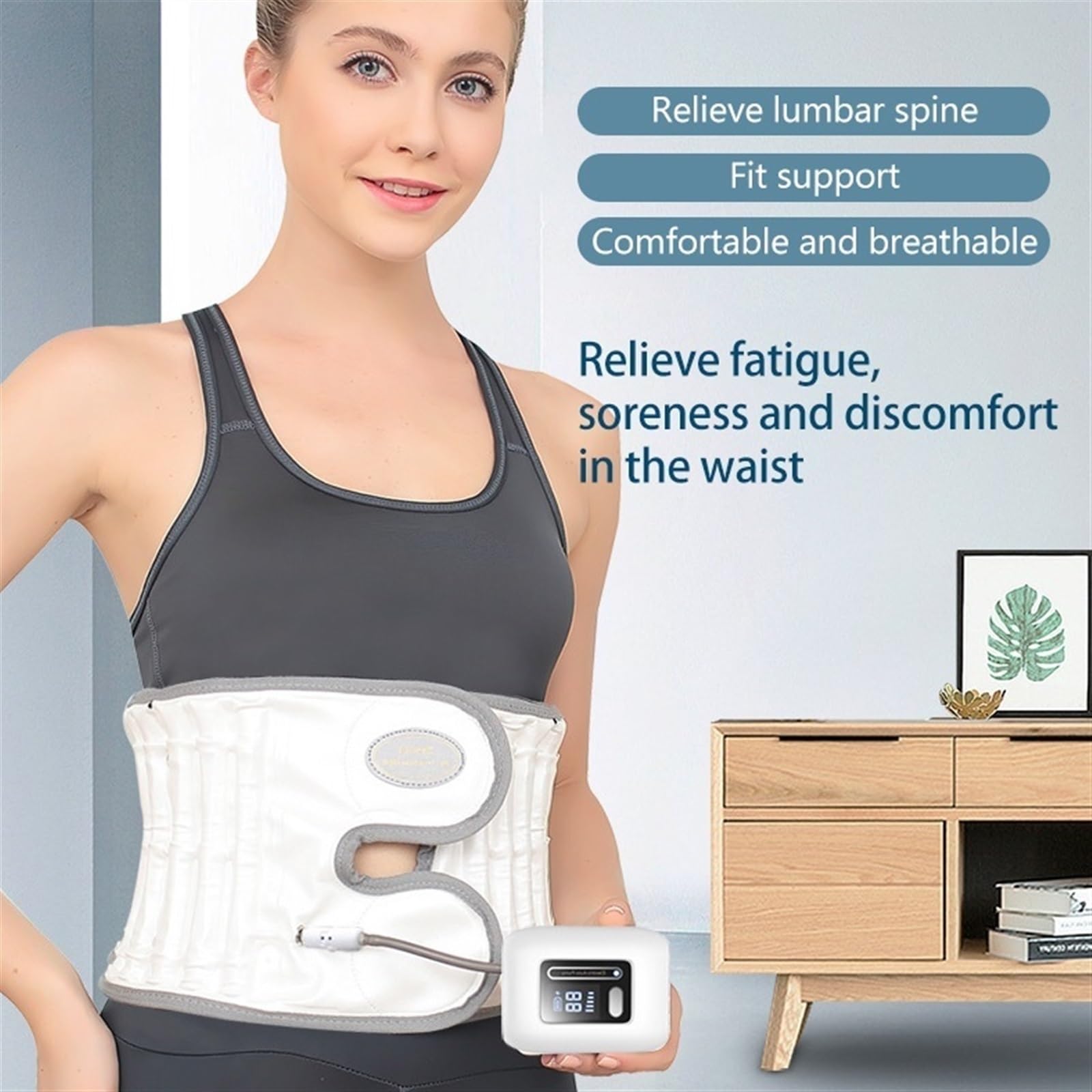 Cintura di decompressione Cinghia posteriore di sostegno lombare Cinghia regolabile di massaggio dell'aria della schiena della vita vertebrale per Sciatica Herniated Back Pain Relief ( Size : S )