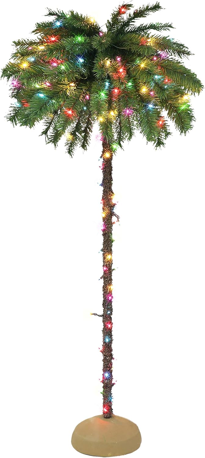Puleo International 6 ft. Pre-Lit Palm Tree 150 Dual-Color LED Lights